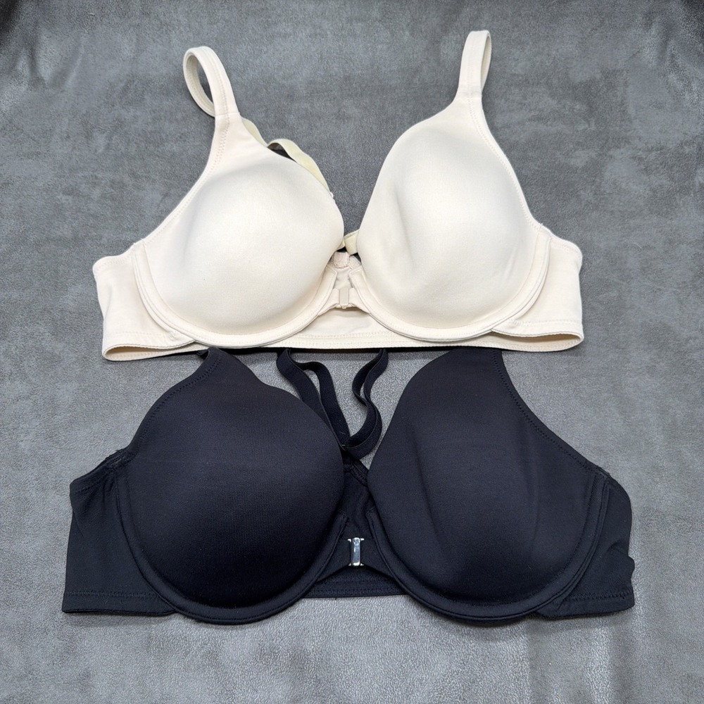 Body by Victoria Front Close Racerback Underwire Bra Beige & Black Size 36B
